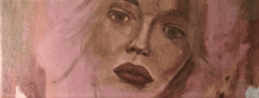 Primer plano de un retrato pictórico de una mujer con mirada intensa en tonos rosados, acompañado de la frase de Frida Kahlo: «Ama a quien te mire como si fueras magia».